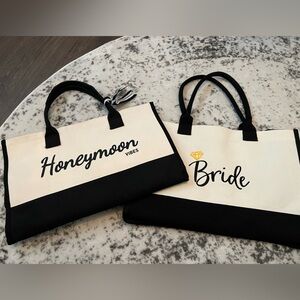 Black and White Bridal Tote Bag Set